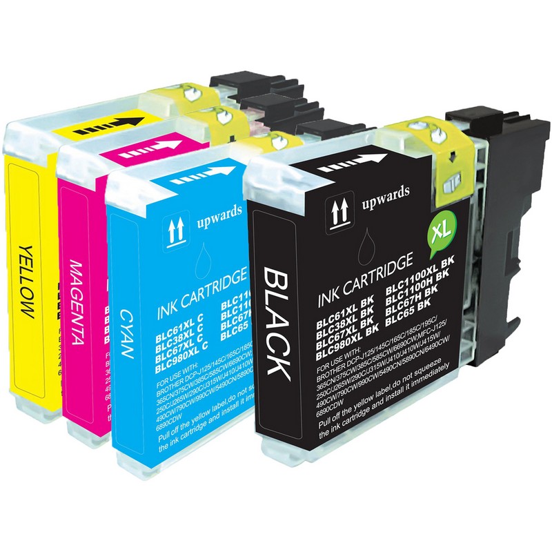 Set of 4 Brother LC61 Combo Pack Color Ink Cartridges