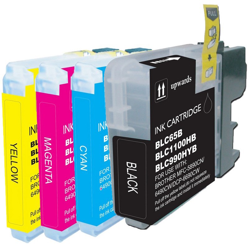 Set of 4 Brother LC65 Combo Pack Color Ink Cartridges