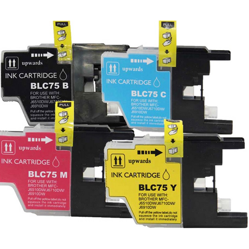 Set of 4 Brother LC75 Combo Pack Color Ink Cartridge