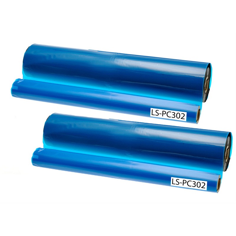 Set of 2 Brother PC302RF Black Thermal Fax Ribbons
