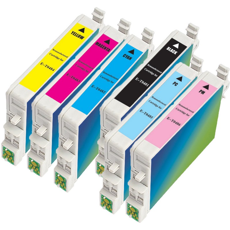 Set of 6 Epson T048 Combo Pack Color Ink Cartridges