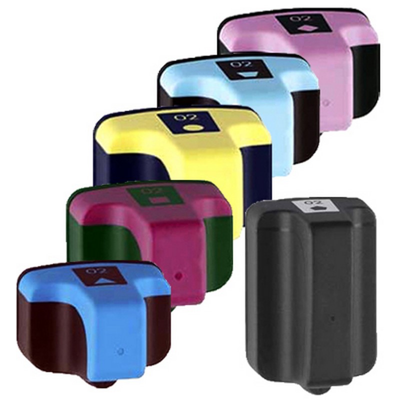 Set of 6 HP 02 Combo Pack Color Ink Cartridges